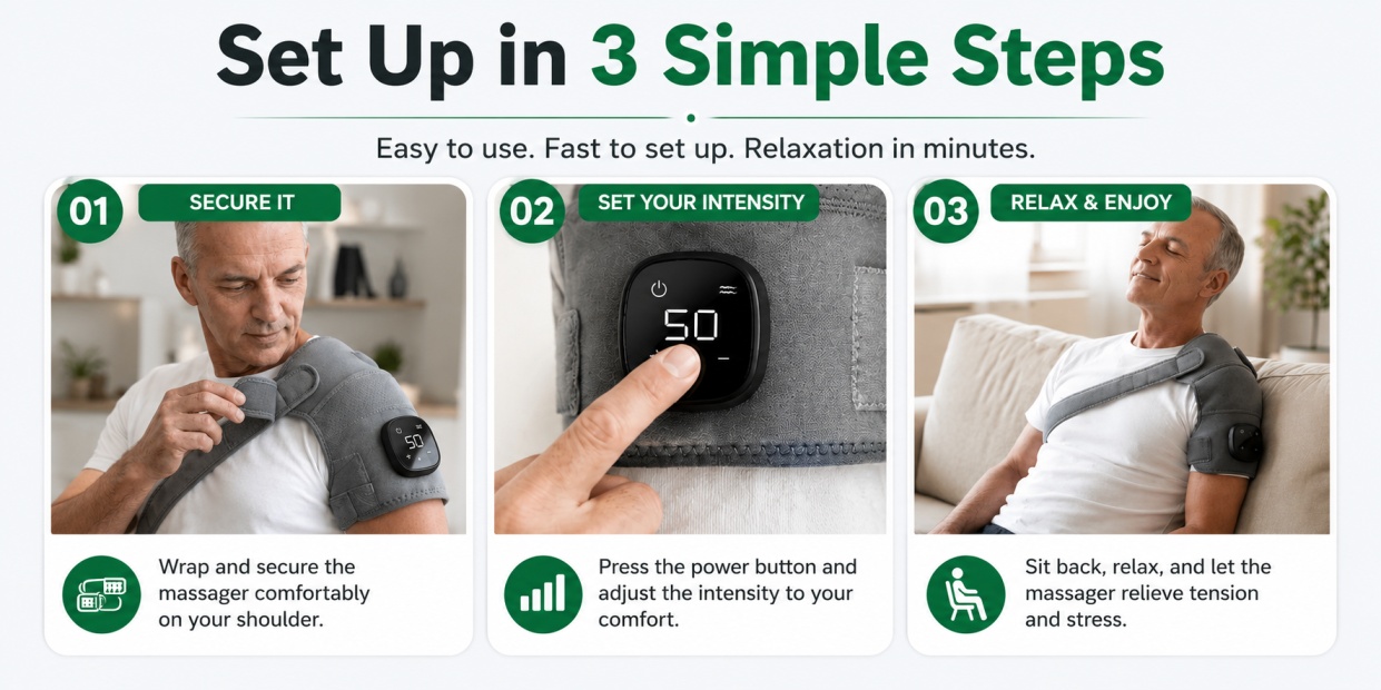 How to Use Vital Shoulder Massager - 3 Step Setup Guide